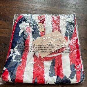 Beach Towel + Tote Bag 2 in 1 Red White Blue.